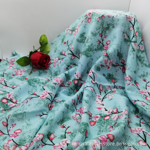 100% Rayon Viscose Woven Challis Flower Print Fabric